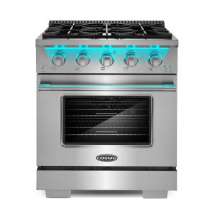 30 in. Vista Collection 4.3 cu. ft. Gas Range, 4 Burners, Convection Oven, LED Light Panel, in Modern Stainless Steel (COS-GRP304)