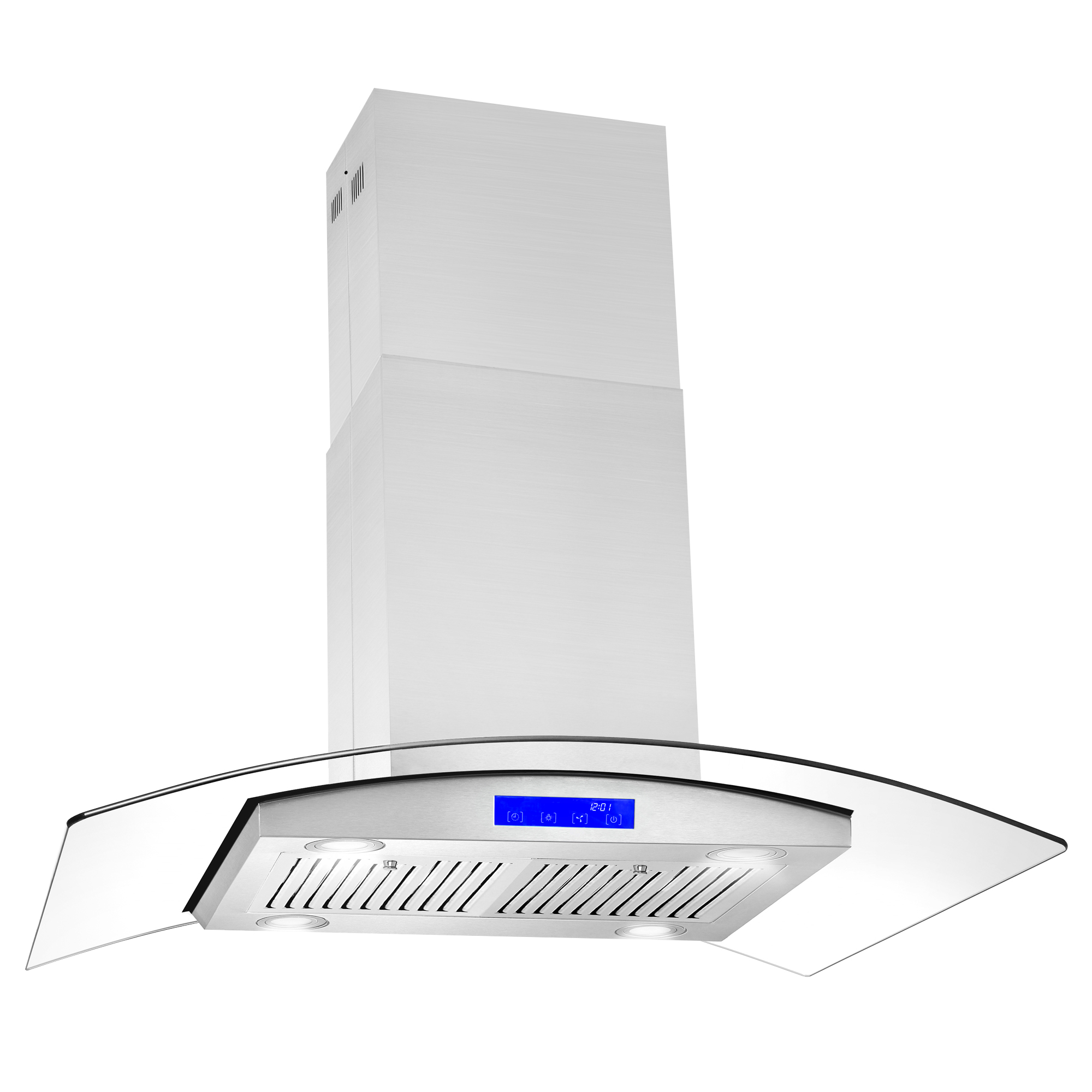 36″ Stainless Steel Island Range Hood with Glass Canopy and Dishwasher ...