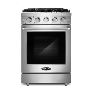 24 in. Haven Collection 3.73 cu. ft. Gas Range with 4 Sealed Burners, Cast Iron Grates, Convection Oven, Stainless Steel (COS-EPGR244)