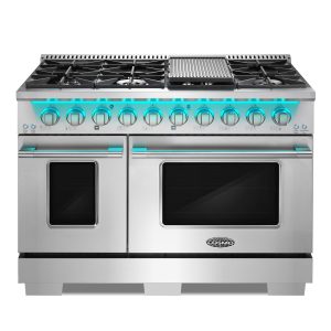 48 in. Vista Collection 6.6 cu. ft. Double Oven Gas Range, 8 Burners, LED Panel, Cast Iron Grates, Stainless Steel (COS-GRP486G)