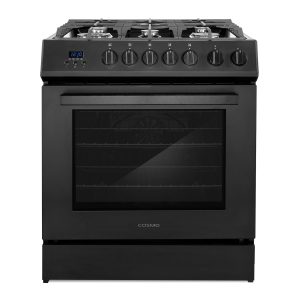 30" Matte Black Gas Range with 5 High Performance Sealed Gas Burners and Convection Oven (COS-305AGC-BK)