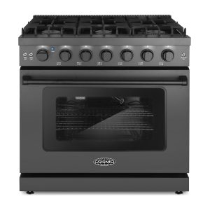 36" Matte Black Gas Range with 5 Sealed Gas Burners and Convection Oven (COS-EPGR366-BK)