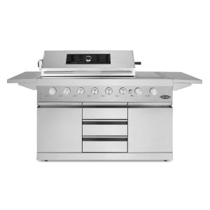58 in. Newport Collection 6 Burner Propane Gas Grill, Side Griddle, Infrared Rotisserie, Knob LEDs, Stainless Steel (COS-GGFN587GSS)