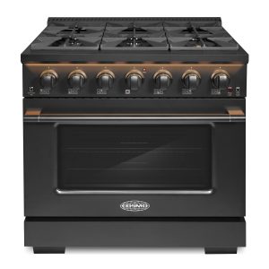 36 in. Vista Collection 5.4 cu. ft. Gas Range, 6 Burners, Convection Oven, LED Light Panel in Matte Black (COS-GRP366-BK)