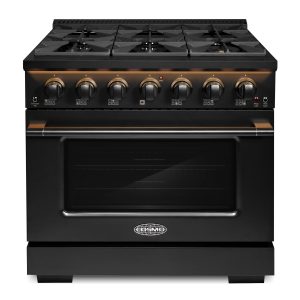 36 in. Vista Collection 5.4 cu. ft. Gas Range, 6 Burners, Convection Oven, LED Light Panel in Matte Black (COS-GRP366-BK)